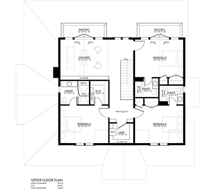 Country, Craftsman, Farmhouse House Plan 100108 with 4 Beds, 5 Baths Second Level Plan
