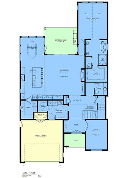 Contemporary, Country, Farmhouse House Plan 100112 with 4 Beds, 5 Baths, 2 Car Garage First Level Plan