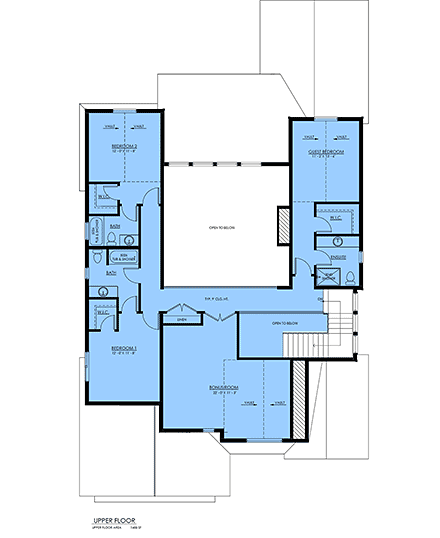 Contemporary, Country, Farmhouse House Plan 100112 with 4 Beds, 5 Baths, 2 Car Garage Second Level Plan