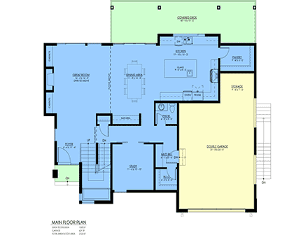 Contemporary, Modern House Plan 100113 with 3 Beds, 3 Baths, 2 Car Garage First Level Plan