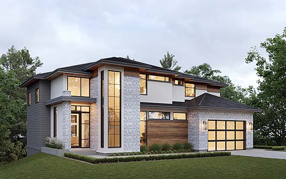 Contemporary, Modern House Plan 100113 with 3 Beds, 3 Baths, 2 Car Garage Elevation