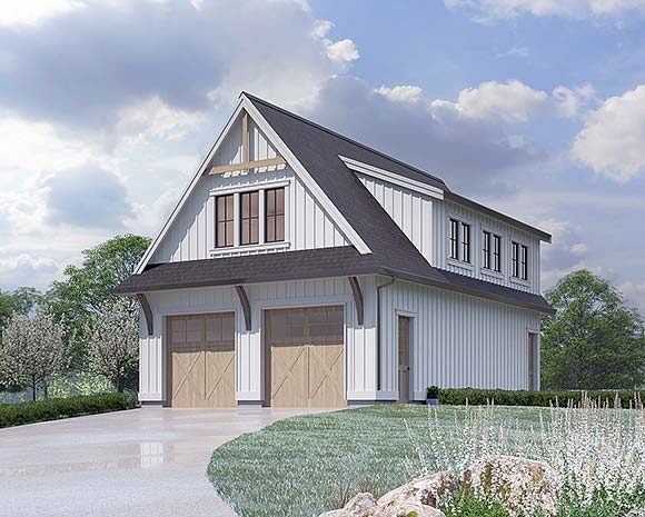 Country, Farmhouse Garage-Living Plan 100114 with 2 Beds, 1 Baths, 2 Car Garage Elevation