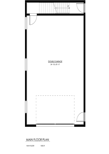 Contemporary, New American Garage-Living Plan 100117 with 1 Beds, 1 Baths, 2 Car Garage First Level Plan