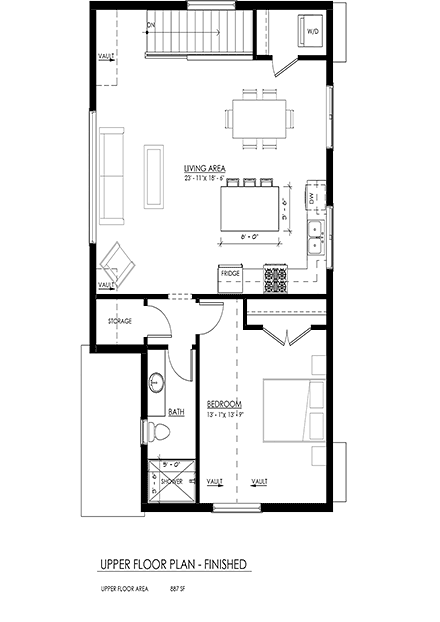 Contemporary, New American Garage-Living Plan 100117 with 1 Beds, 1 Baths, 2 Car Garage Second Level Plan