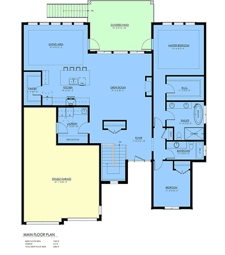 Contemporary, Modern, Prairie House Plan 100120 with 4 Beds, 4 Baths, 2 Car Garage First Level Plan