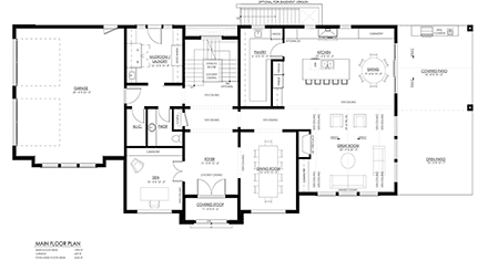Contemporary, Farmhouse House Plan 100122 with 4 Beds, 4 Baths, 2 Car Garage First Level Plan