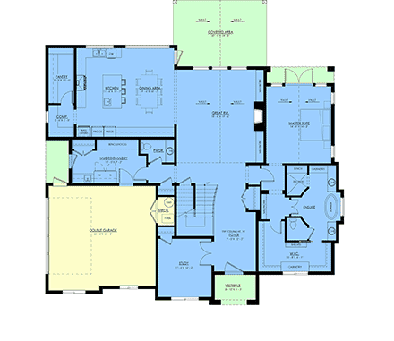 Contemporary, European, Farmhouse, Traditional House Plan 100124 with 4 Beds, 3 Baths, 2 Car Garage First Level Plan