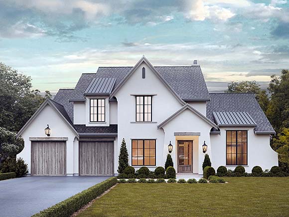 Contemporary, European, Farmhouse, Traditional House Plan 100125 with 4 Beds, 3 Baths, 2 Car Garage Elevation