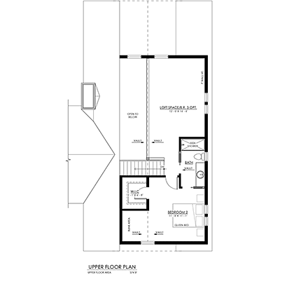 Cottage, Country, Farmhouse House Plan 100129 with 2 Beds, 3 Baths, 2 Car Garage Second Level Plan