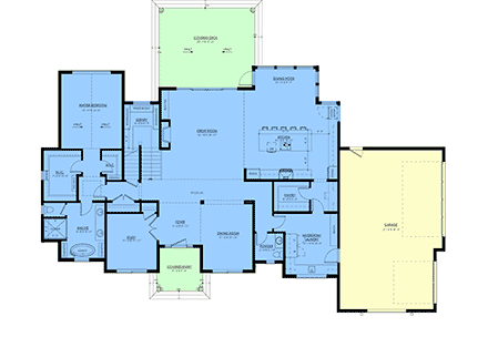 Contemporary, Country, Farmhouse House Plan 100130 with 4 Beds, 4 Baths, 3 Car Garage First Level Plan