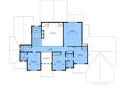 Contemporary, Country, Farmhouse House Plan 100130 with 4 Beds, 4 Baths, 3 Car Garage Second Level Plan