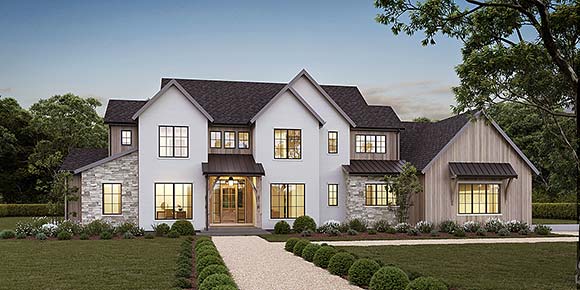 Contemporary, Country, Farmhouse House Plan 100130 with 4 Beds, 4 Baths, 3 Car Garage Elevation