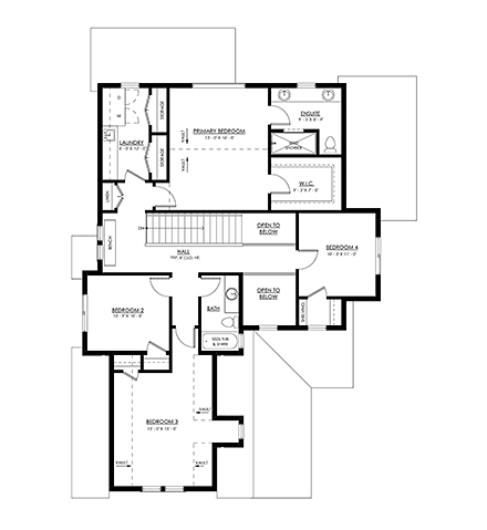 Country, Craftsman, Farmhouse House Plan 100139 with 4 Beds, 3 Baths, 2 Car Garage Second Level Plan