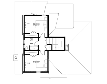 Cottage, European House Plan 100141 with 3 Beds, 3 Baths Second Level Plan