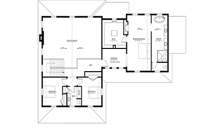 Farmhouse, New American, Traditional House Plan 100142 with 4 Beds, 3 Baths, 2 Car Garage Second Level Plan