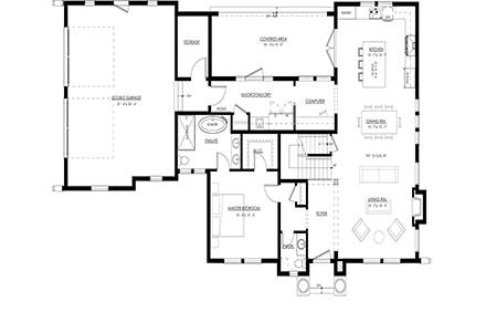 Contemporary, European, Farmhouse, Traditional House Plan 100144 with 3 Beds, 3 Baths, 2 Car Garage First Level Plan