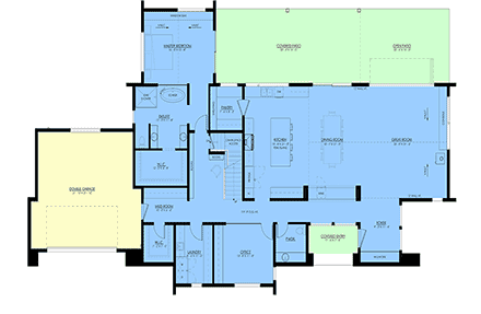 Contemporary, Modern House Plan 100146 with 4 Beds, 3 Baths, 2 Car Garage First Level Plan