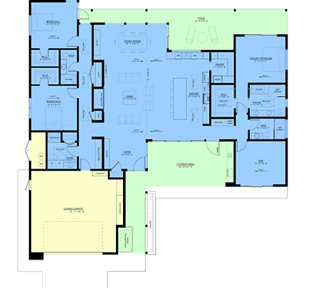Contemporary, Modern House Plan 100147 with 3 Beds, 3 Baths, 2 Car Garage First Level Plan