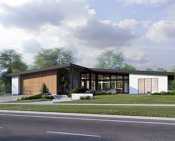 Contemporary, Modern House Plan 100147 with 3 Beds, 3 Baths, 2 Car Garage Elevation