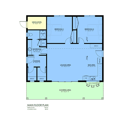 Coastal, Country, Craftsman, Farmhouse Misc Plan 100161 with 2 Beds, 1 Baths First Level Plan