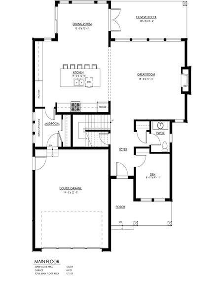 Craftsman, Farmhouse, New American, Traditional House Plan 100175 with 4 Beds, 4 Baths, 2 Car Garage First Level Plan