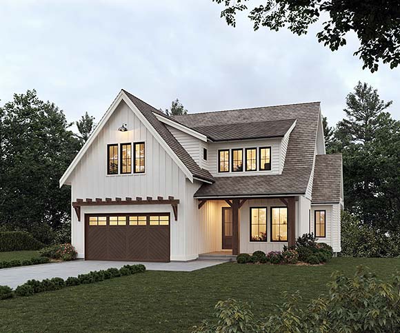 Craftsman, Farmhouse, New American, Traditional House Plan 100175 with 4 Beds, 4 Baths, 2 Car Garage Elevation