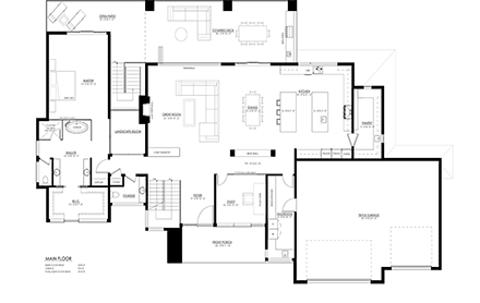 Contemporary, Modern, Prairie House Plan 100180 with 5 Beds, 5 Baths, 3 Car Garage First Level Plan