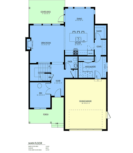 Country, Craftsman, Farmhouse House Plan 100183 with 4 Beds, 3 Baths, 2 Car Garage First Level Plan