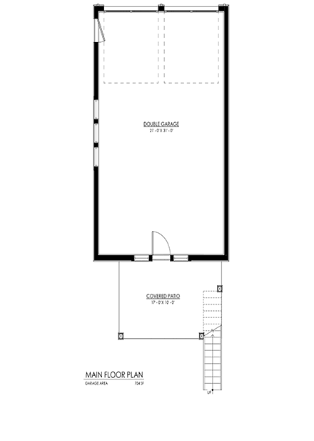 Cape Cod, Cottage, Country Garage-Living Plan 100188 with 1 Beds, 1 Baths, 2 Car Garage First Level Plan