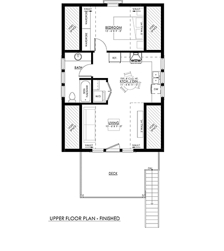 Cape Cod, Cottage, Country Garage-Living Plan 100188 with 1 Beds, 1 Baths, 2 Car Garage Second Level Plan