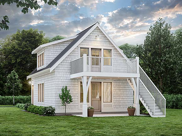 Cape Cod, Cottage, Country Garage-Living Plan 100188 with 1 Beds, 1 Baths, 2 Car Garage Elevation