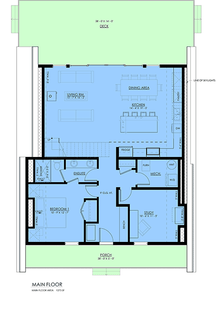 A-Frame, Cabin, Coastal, Cottage House Plan 100190 with 3 Beds, 2 Baths First Level Plan