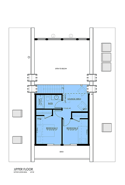 A-Frame, Cabin, Coastal, Cottage House Plan 100190 with 3 Beds, 2 Baths Second Level Plan