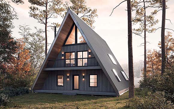 A-Frame, Cabin, Coastal, Cottage House Plan 100190 with 3 Beds, 2 Baths Elevation