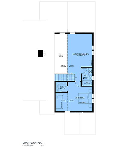 Cottage, Country, Farmhouse House Plan 100191 with 2 Beds, 2 Baths Second Level Plan
