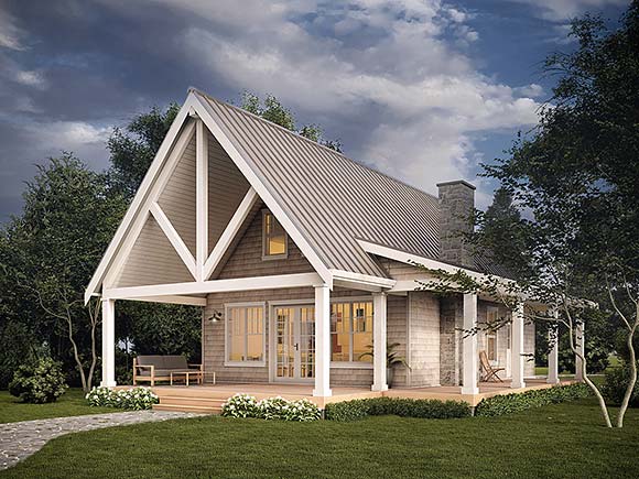 Cottage, Country, Farmhouse House Plan 100191 with 2 Beds, 2 Baths Elevation