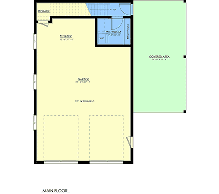 European, Farmhouse, French Country Garage-Living Plan 100192 with 2 Beds, 1 Baths, 2 Car Garage First Level Plan