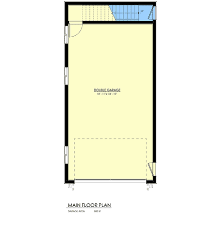 Country, Farmhouse Garage-Living Plan 100193 with 1 Beds, 1 Baths, 2 Car Garage First Level Plan