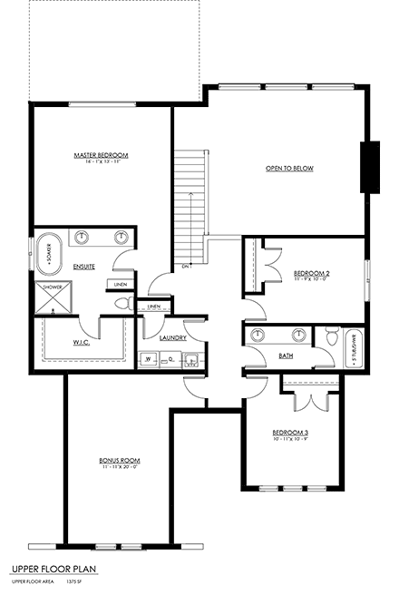 Cottage, Country, Craftsman, Farmhouse House Plan 100197 with 3 Beds, 3 Baths, 2 Car Garage Second Level Plan
