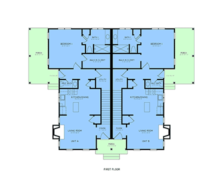 Contemporary, Cottage, Craftsman, Farmhouse, New American Multi-Family Plan 100207 with 6 Beds, 6 Baths First Level Plan