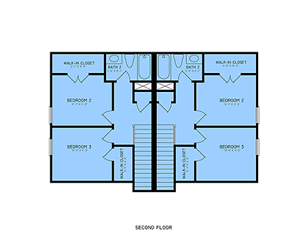Contemporary, Cottage, Craftsman, Farmhouse, New American Multi-Family Plan 100207 with 6 Beds, 6 Baths Second Level Plan