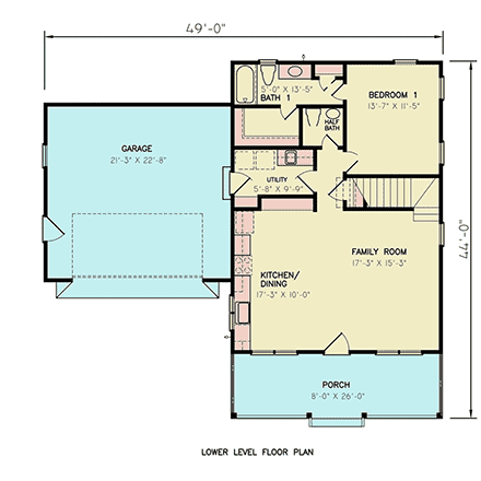 Bungalow, Craftsman House Plan 100215 with 3 Beds, 3 Baths, 2 Car Garage First Level Plan