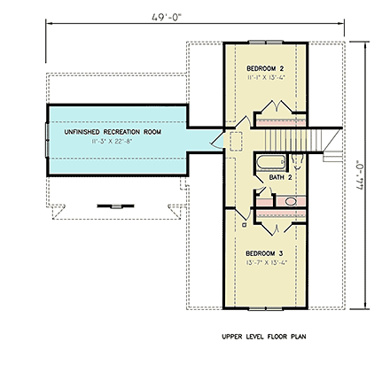 Bungalow, Craftsman House Plan 100215 with 3 Beds, 3 Baths, 2 Car Garage Second Level Plan