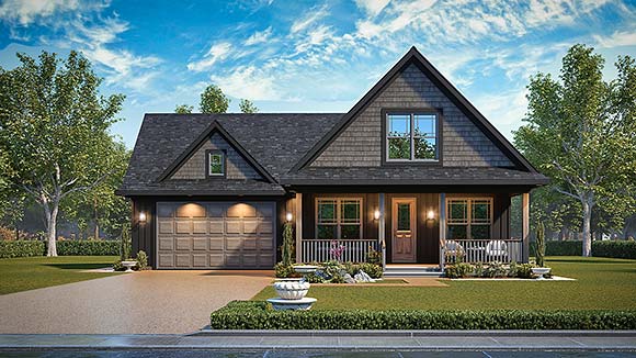 Bungalow, Craftsman House Plan 100215 with 3 Beds, 3 Baths, 2 Car Garage Elevation