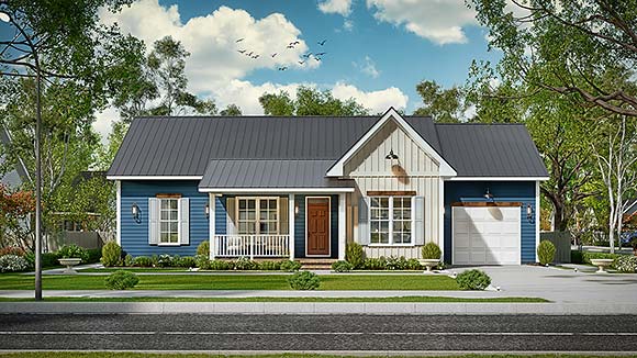 Bungalow, Ranch, Traditional House Plan 100216 with 3 Beds, 2 Baths, 1 Car Garage Elevation