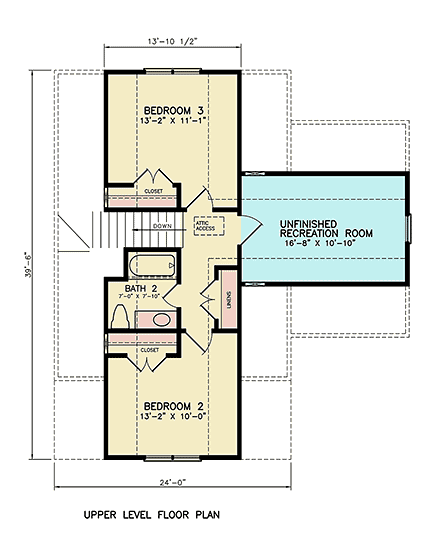 Bungalow, Craftsman House Plan 100218 with 3 Beds, 2 Baths, 1 Car Garage Second Level Plan