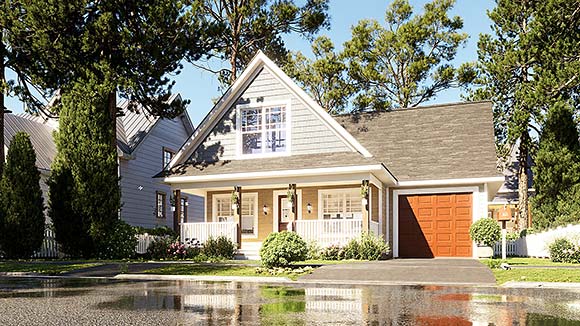 Bungalow, Craftsman House Plan 100218 with 3 Beds, 2 Baths, 1 Car Garage Elevation