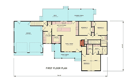 Farmhouse, Traditional House Plan 100220 with 5 Beds, 3 Baths, 2 Car Garage First Level Plan