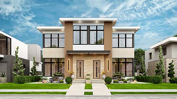 Contemporary, Modern Multi-Family Plan 100224 with 6 Beds, 6 Baths Elevation