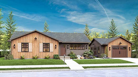 Cottage, Traditional House Plan 100228 with 2 Beds, 2 Baths Elevation